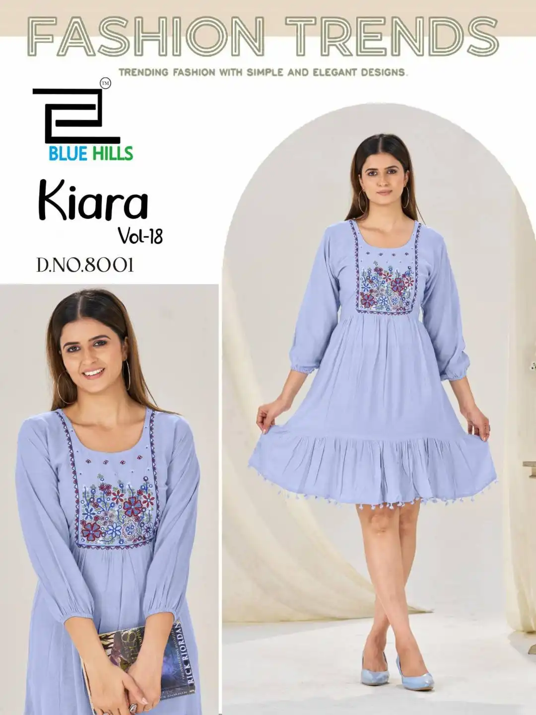 Blue Hills Kiara Vol18 Rayon Kurti Frock 05 Pcs Set