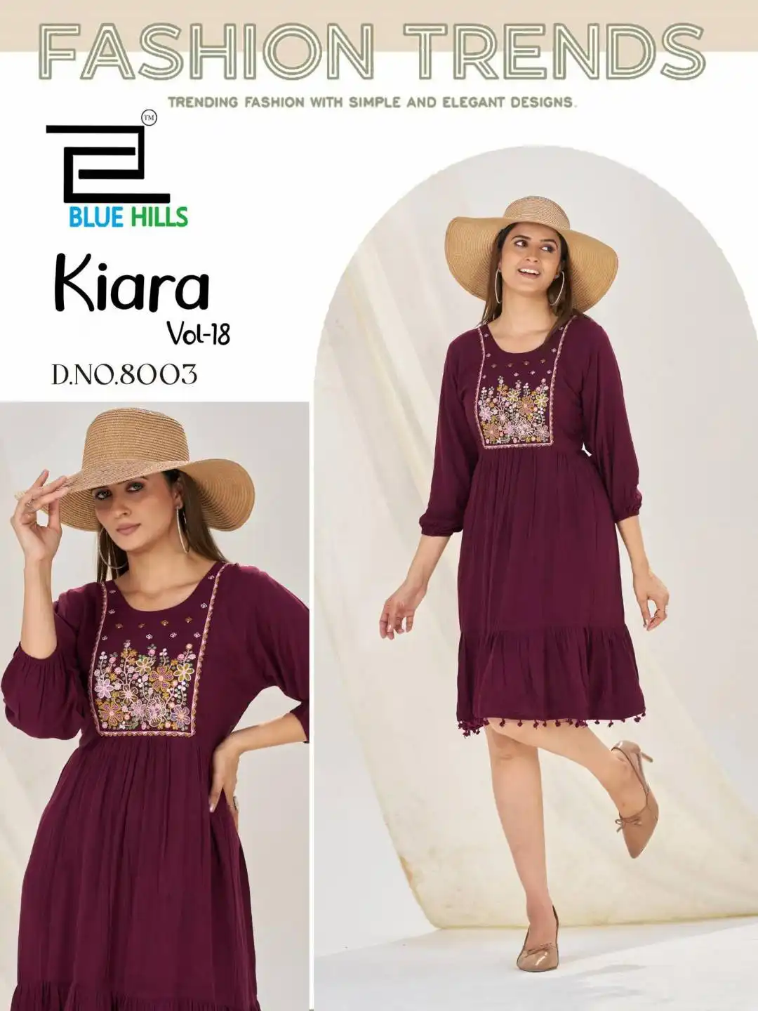 Blue Hills Kiara Vol18 Rayon Kurti Frock 05 Pcs Set