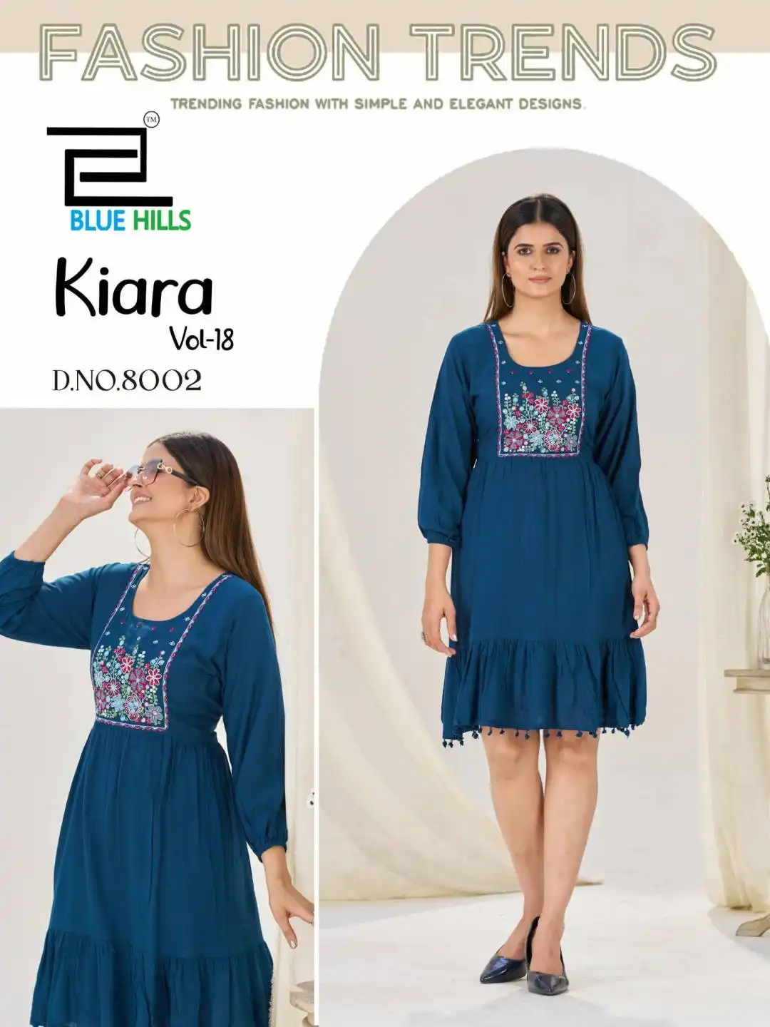 Blue Hills Kiara Vol18 Rayon Kurti Frock 05 Pcs Set