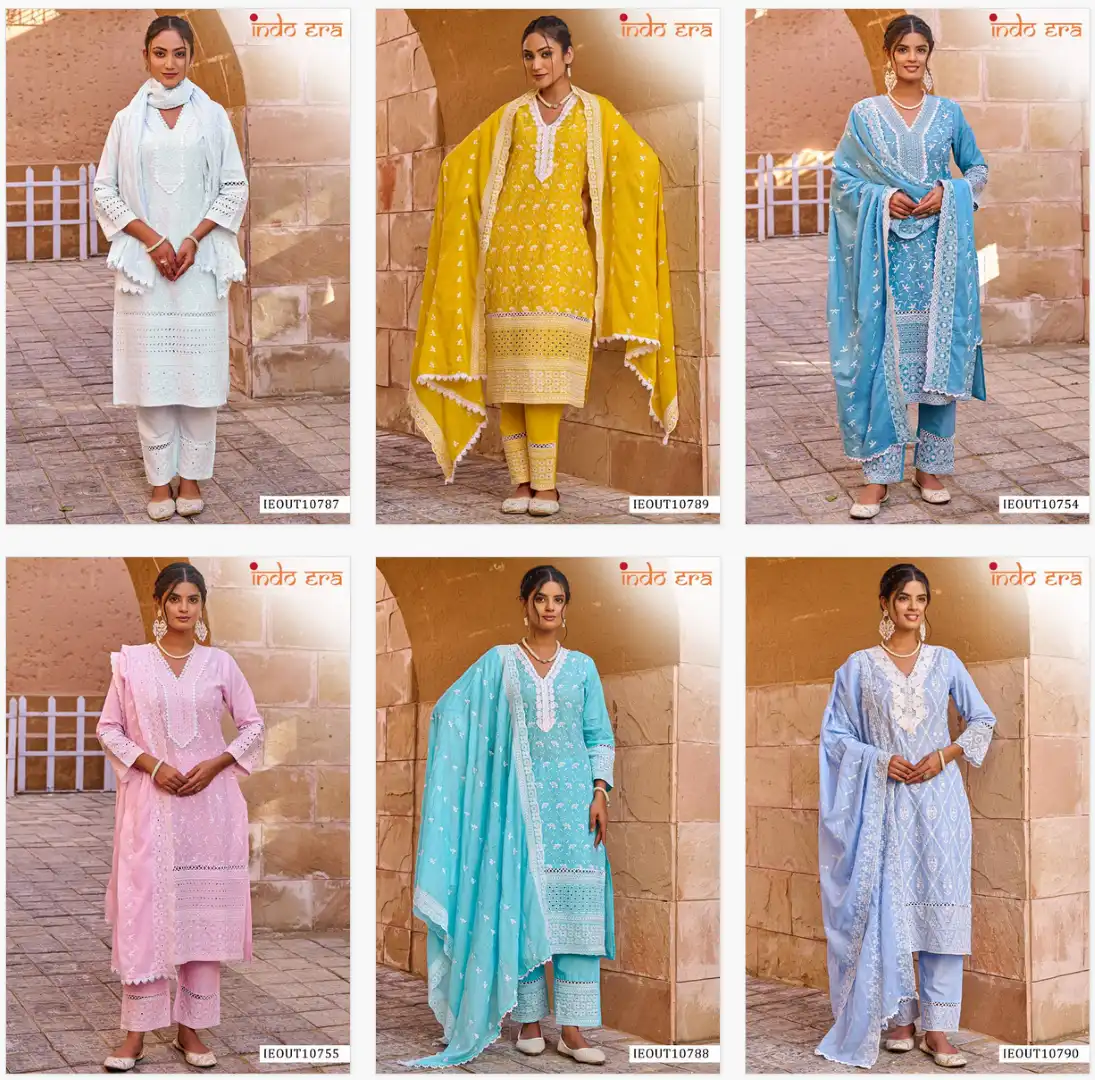 Indo Era 2591 Cotton Printed Readymade Dress 06 Pcs Set