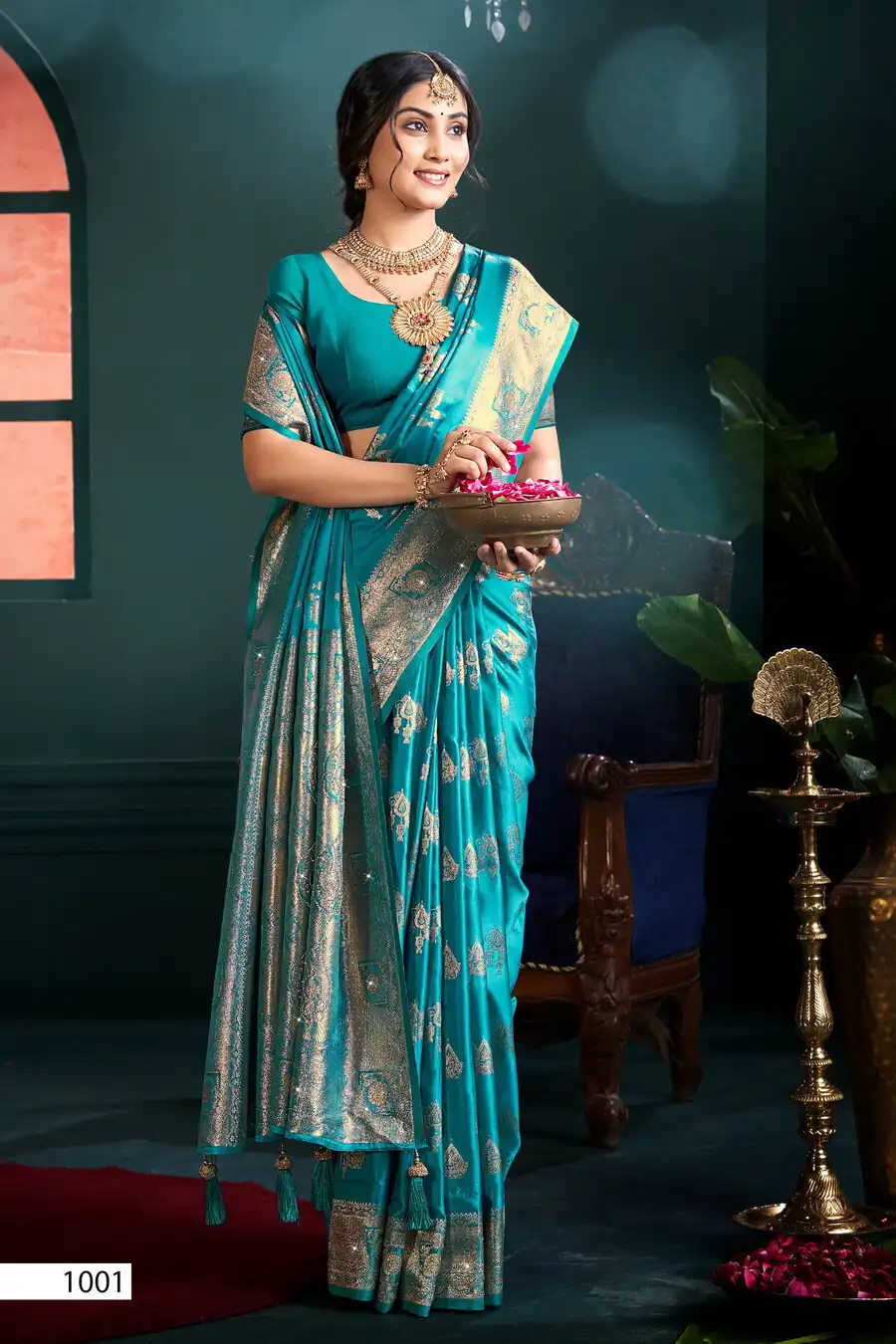 Saroj Zubeda Saroski Satin Silk Wedding Saree 04 Pcs Set