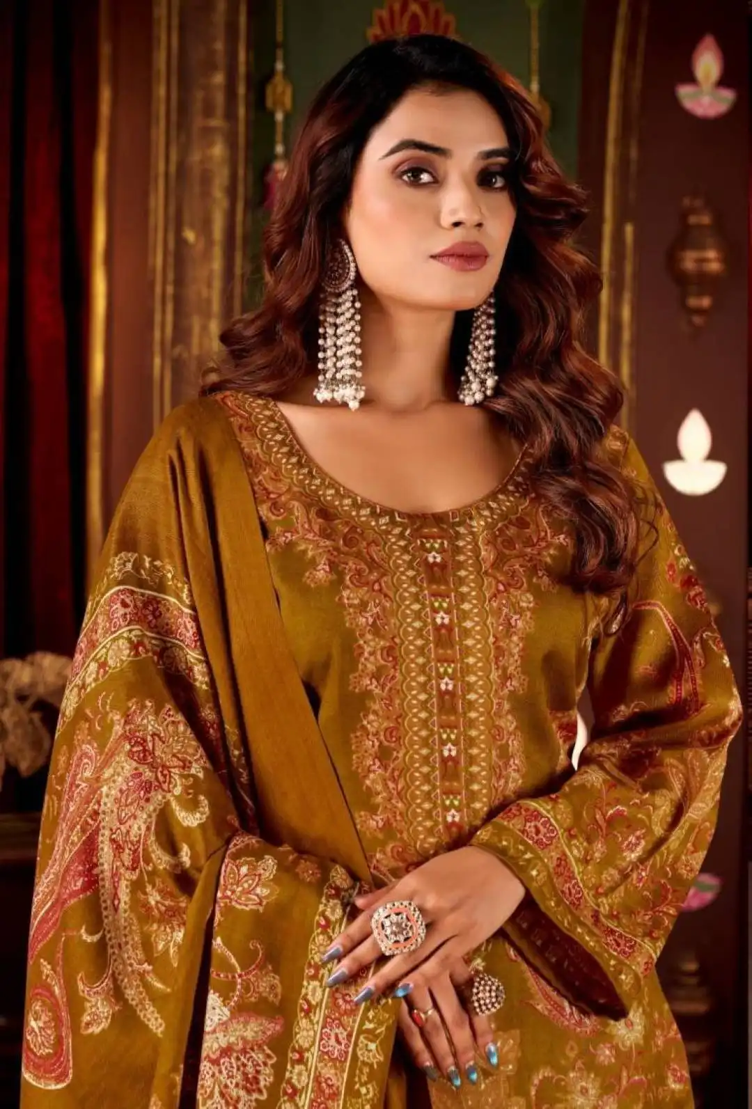 Zulfat Diwaniyat Pashmina Dress Material 04 Pcs Set