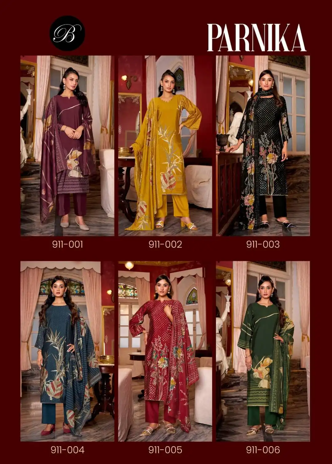 Belliza Parnika Vol 2 Modal Dress Material 06 Pcs Set