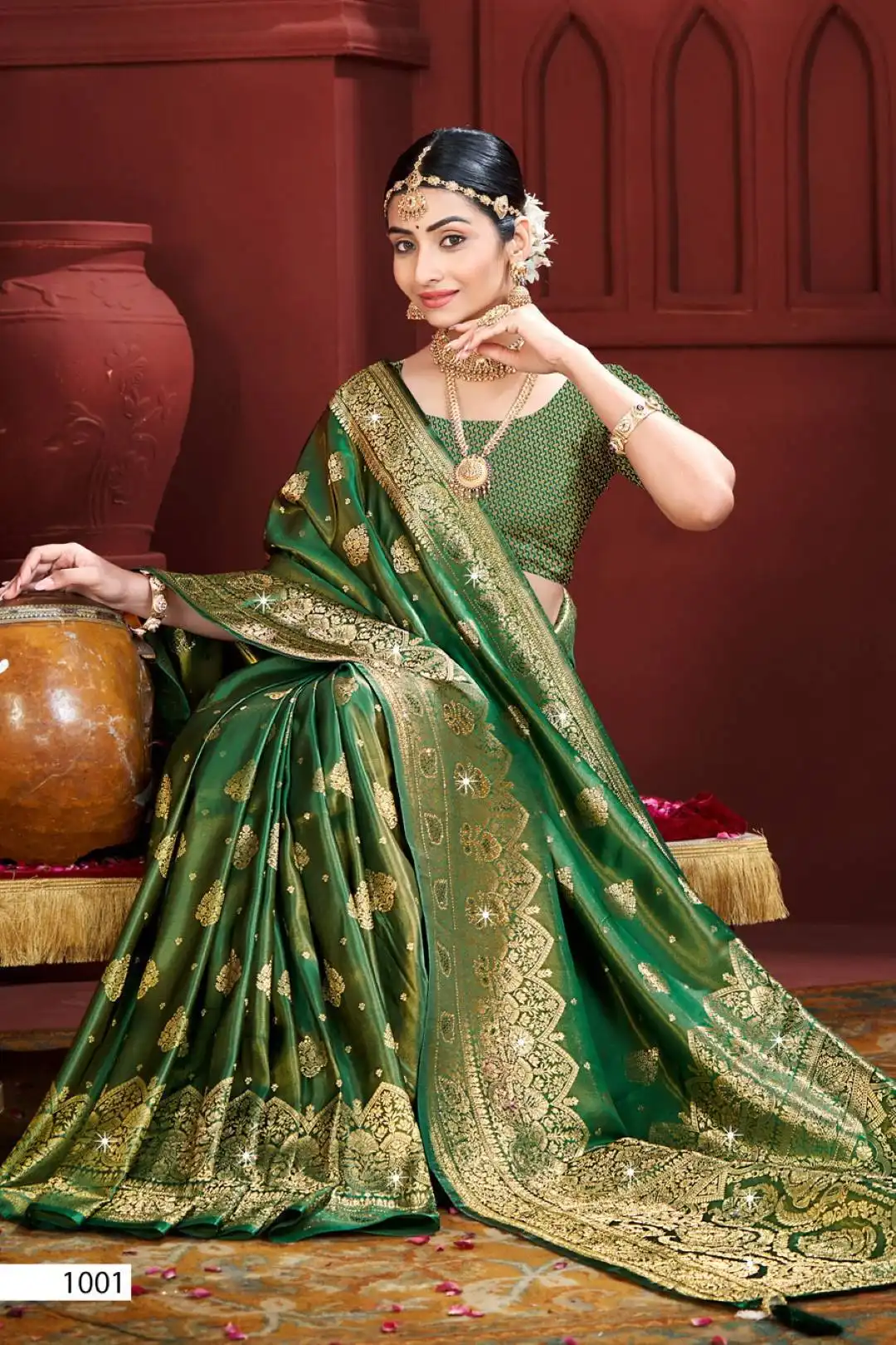 Saroj Bawari Vol 1 Satin Silk Wedding Saree 04 Pcs Set