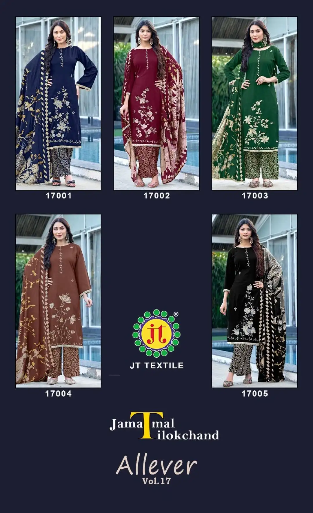 Jt Allever Vol 17 Rayon Dress Material 05 Pcs Set