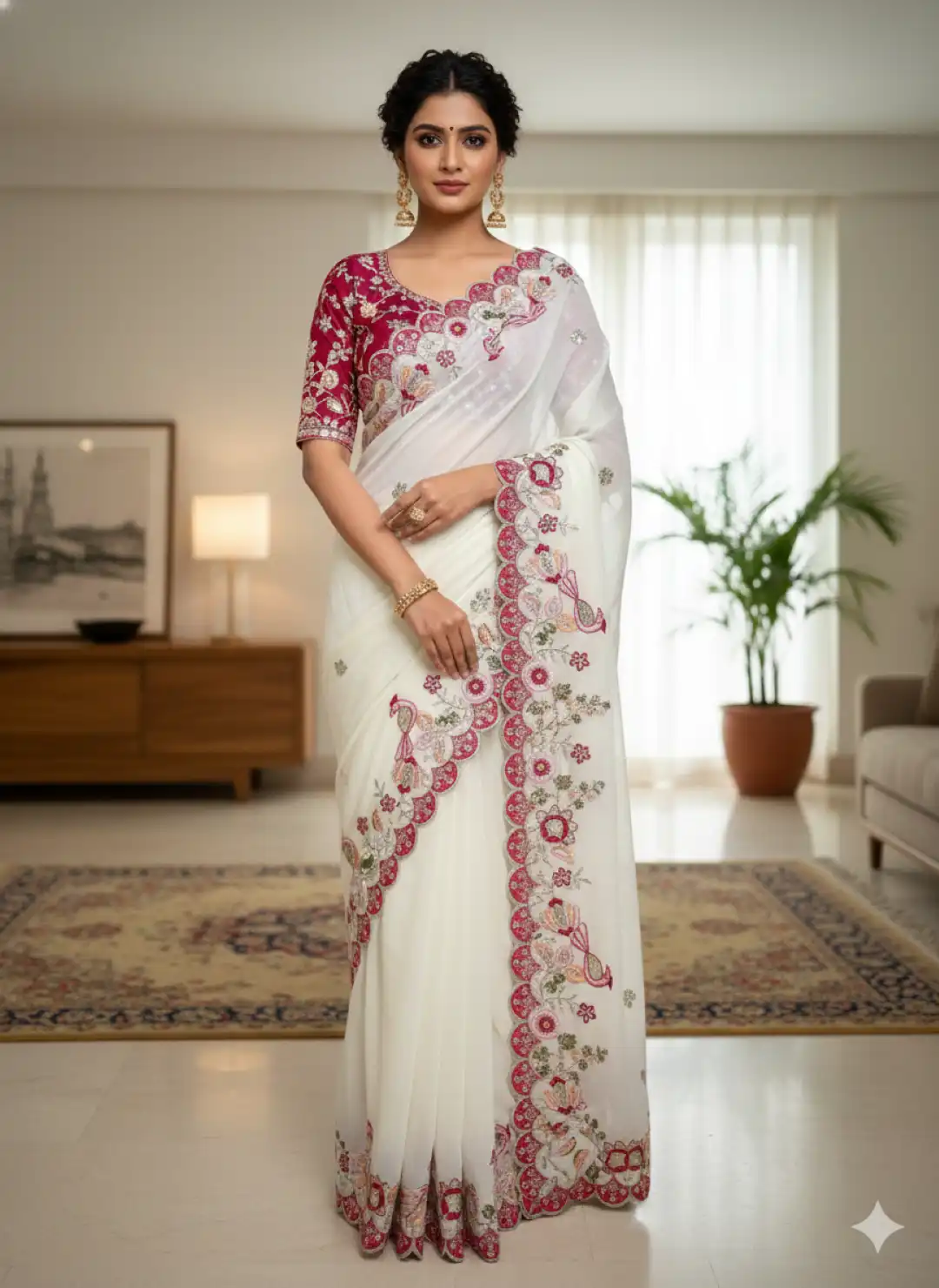 Kusum 773 Star Georgette Embroidery Party Wear Saree