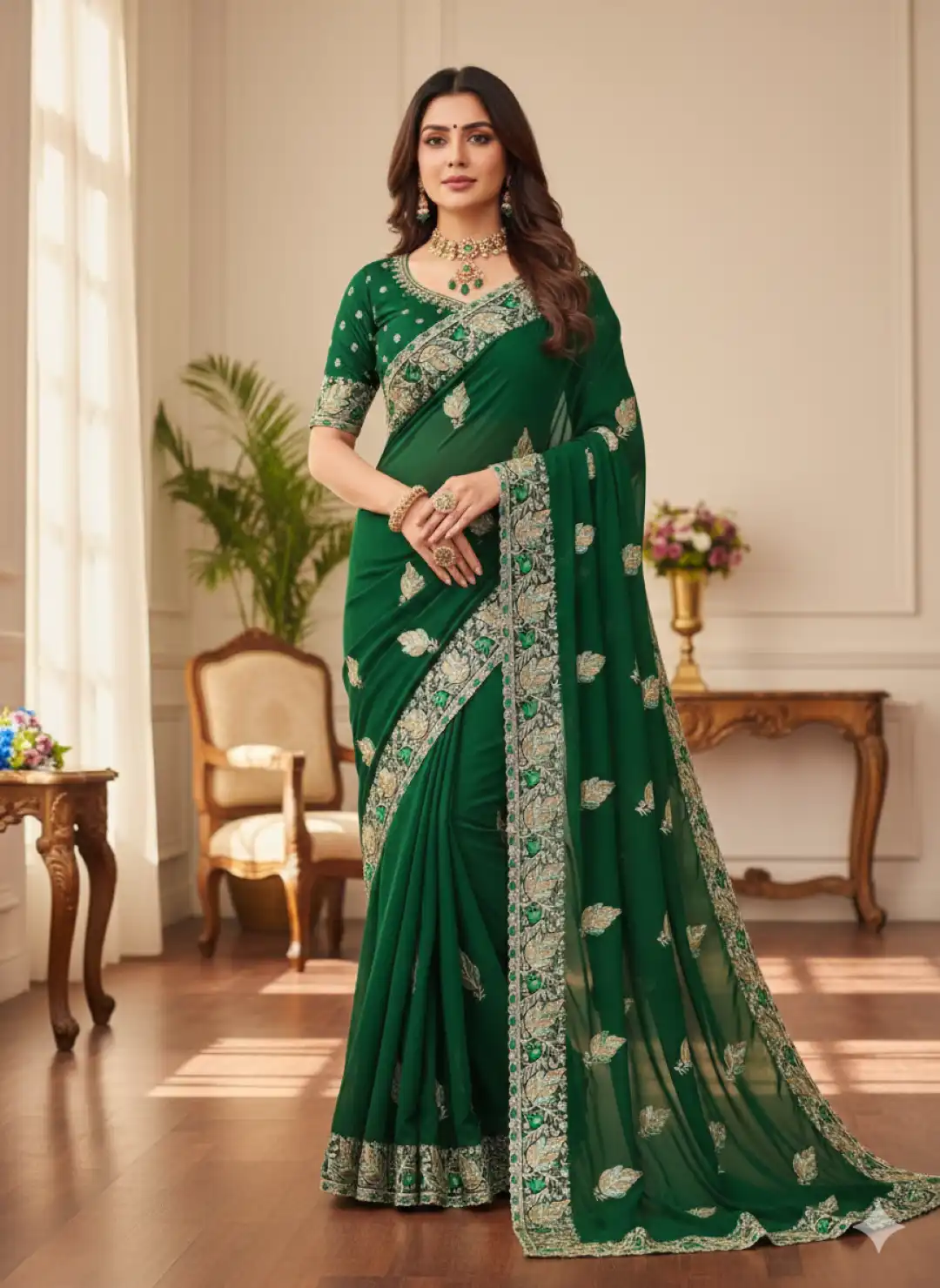 RC1 Vol 69 Pure Georgette Siroski Work Saree 04 Pcs Set