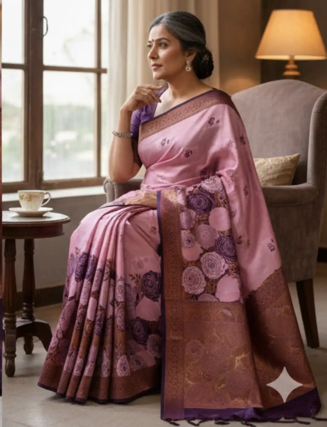 Laxmi 942 Banarasi Silk Floral Saree 05 Pcs Set