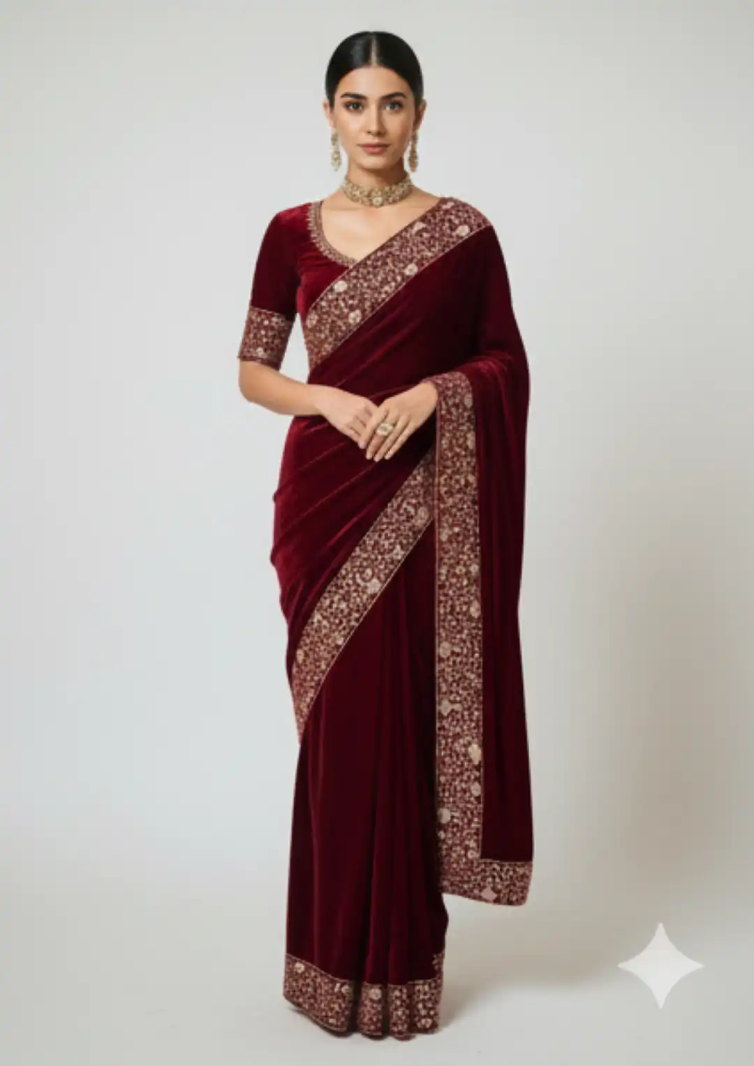 RC1 Vol 60 Heavy Velvet Party Wear Saree 04 Pcs Set