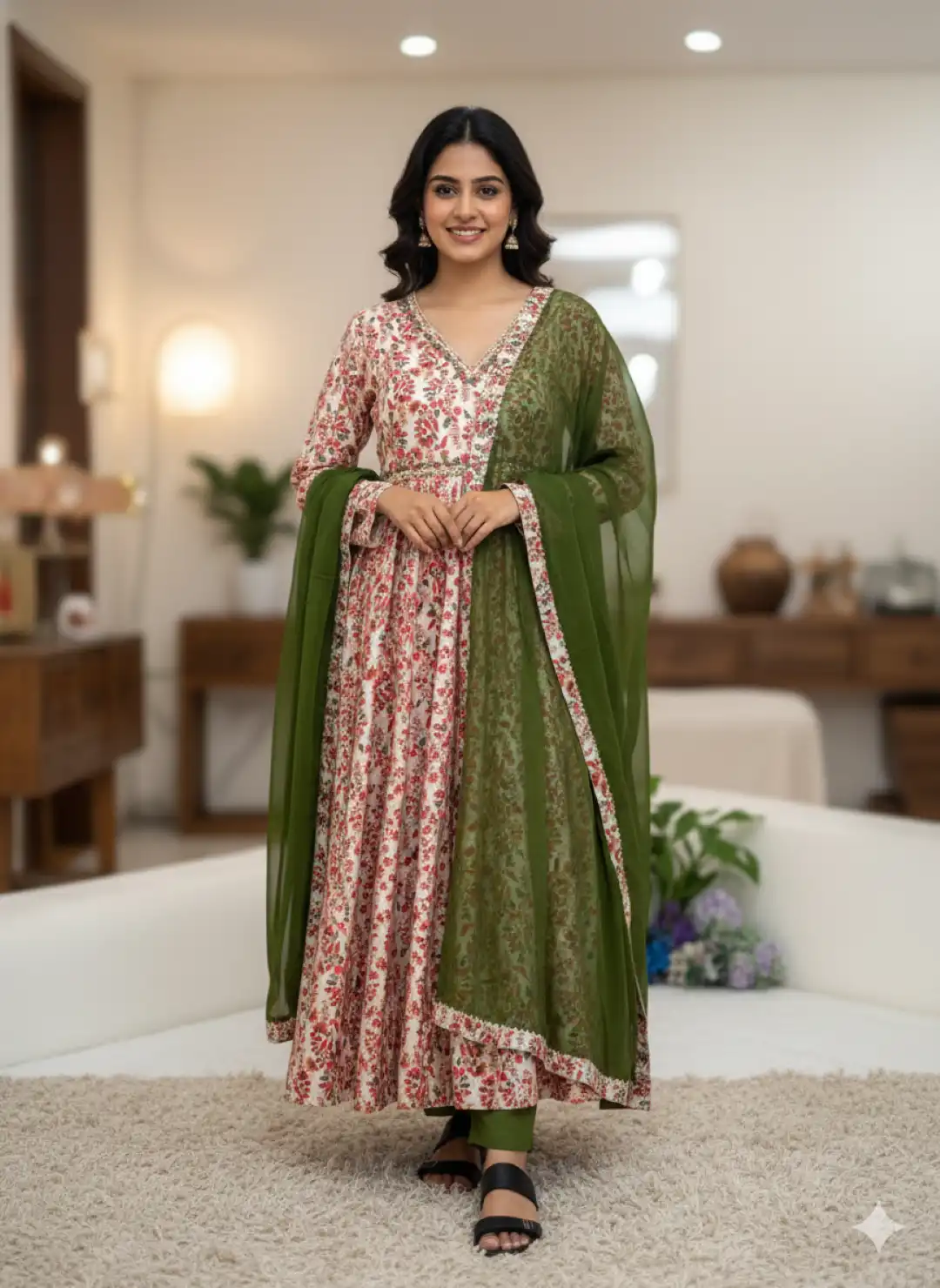 Alia 526 Chinon Soft Printed Readymade Dress 04 Pcs Set