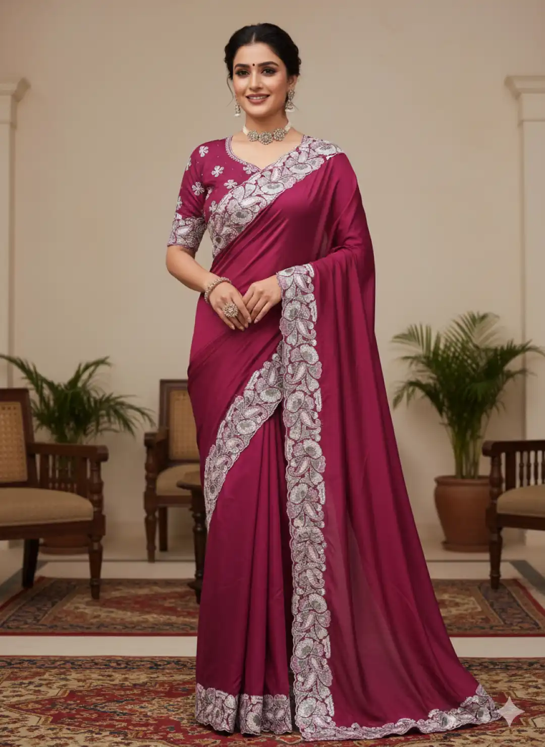 RC1 Vol 76 Soft Satin Festive Wear Saree 06 Pcs Set