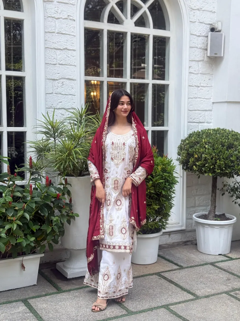 ASD 7040 Chinon Silk Readymade Dress With Embroidery Work