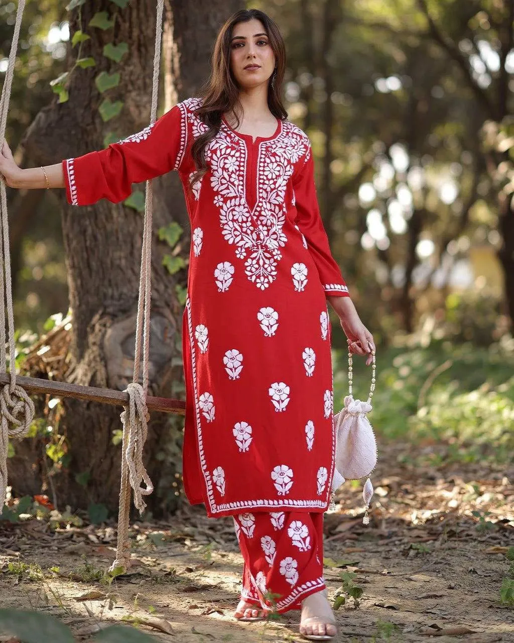 BV 415 Red Reyon Embroidery Co Ord Set
