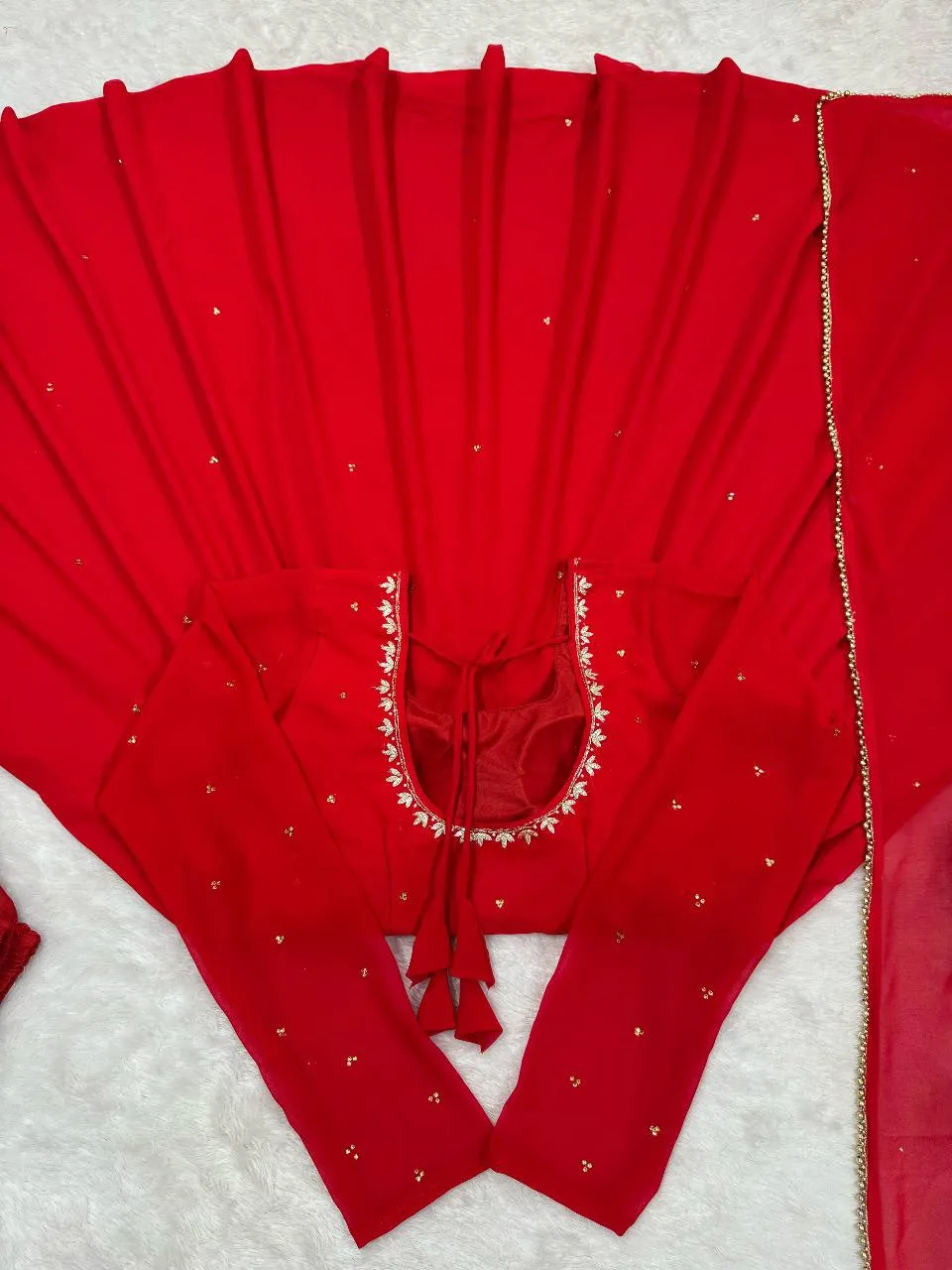 Deepika 5857 Red Foux Gorgette Anarkali Suit Collection