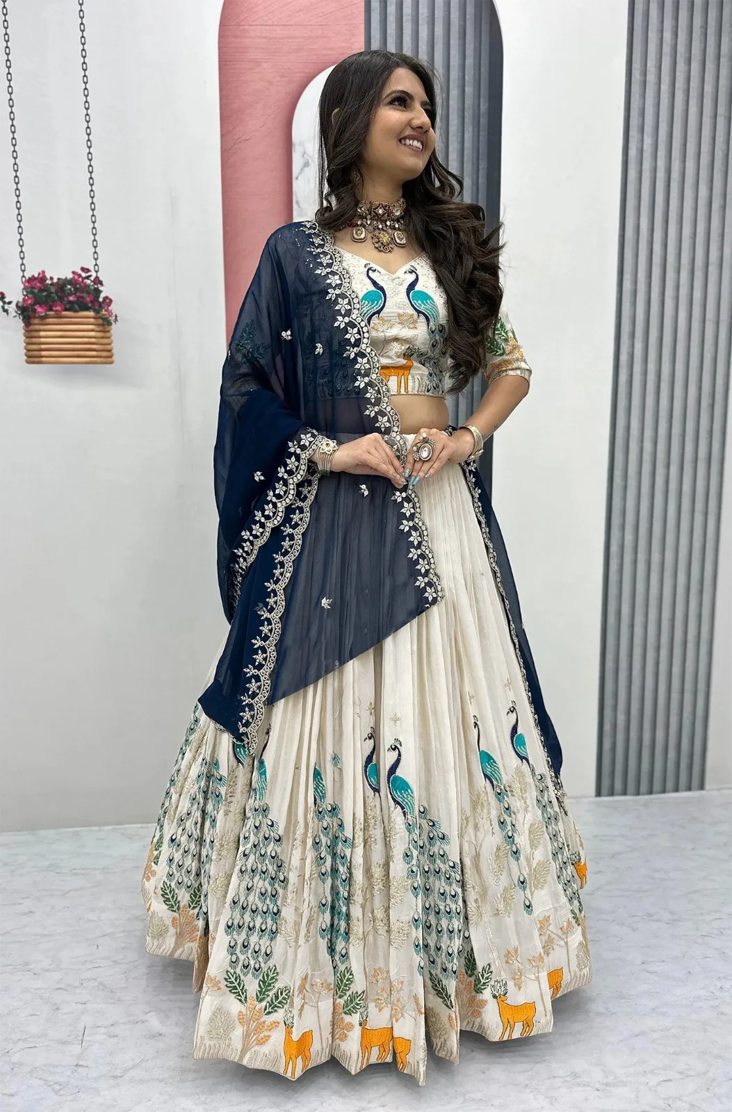 FFD Deer Chinon Lehenga Choli With Zari Embroidery Work