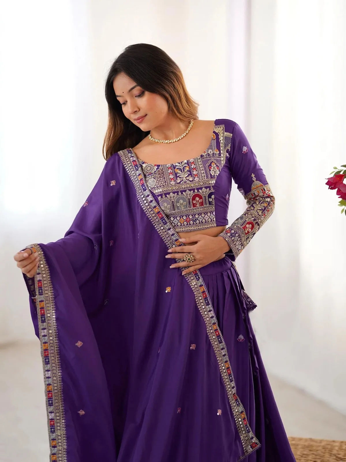 FFD Sanjivani Purple Chinon Lehenga Choli Collection