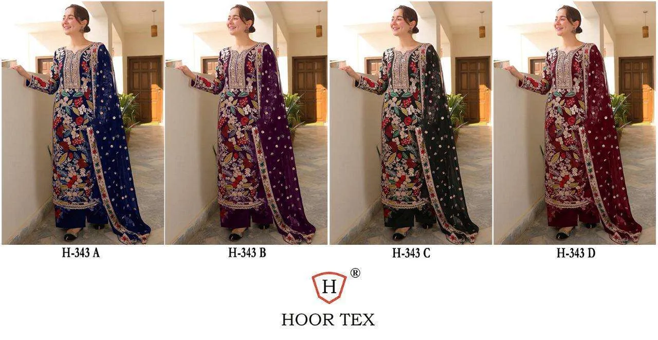 Hoor Tex Design No - Hf 343 A-d Pakistani Readymade Suits