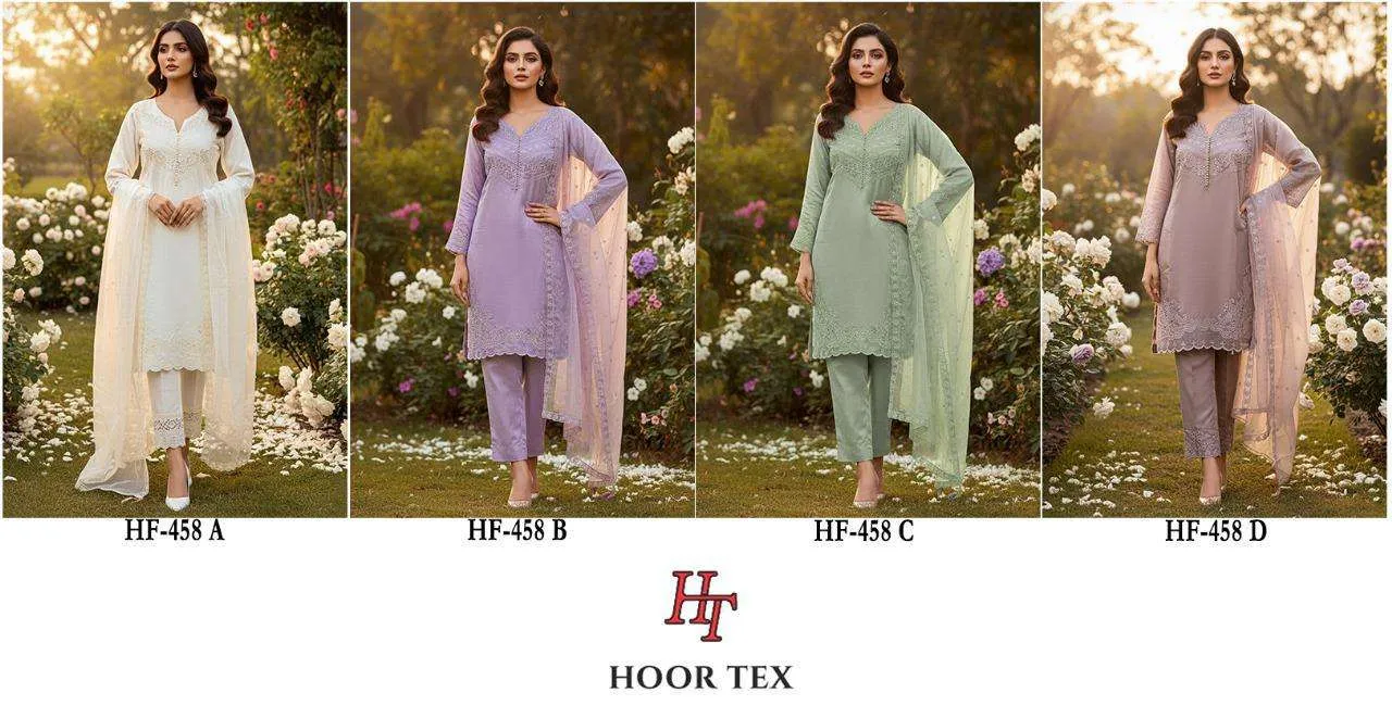 Hoor Tex Design No - Hf 458 A-d Pakistani Readymade Suits