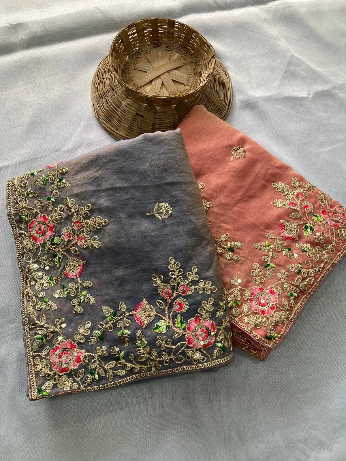 Kiara Dhwani 2 Moss Chiffon Saree With Embroidery Work