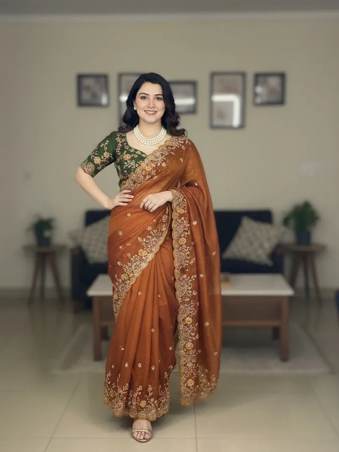 Kiara Morla Rangoli Silk Saree With Embroidery Work