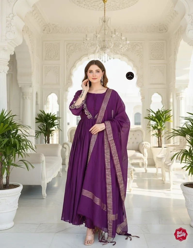 Laxmy 1510 Purple D Chinnon Readymade Dress