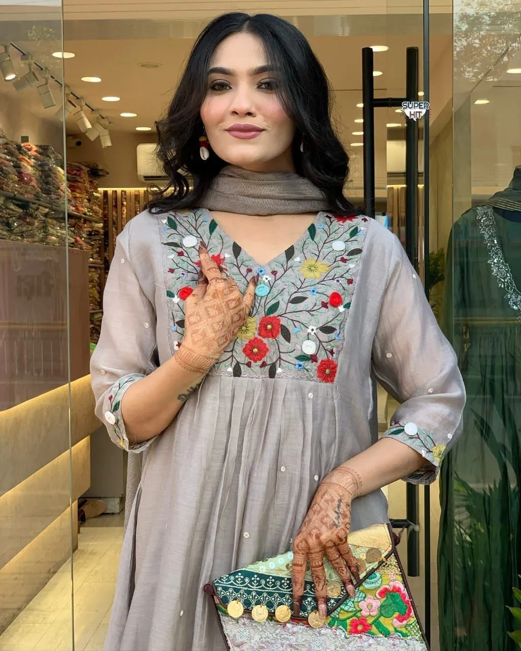 Laxmy 3001 Viscose Chinon Embroidery Readymade Dress