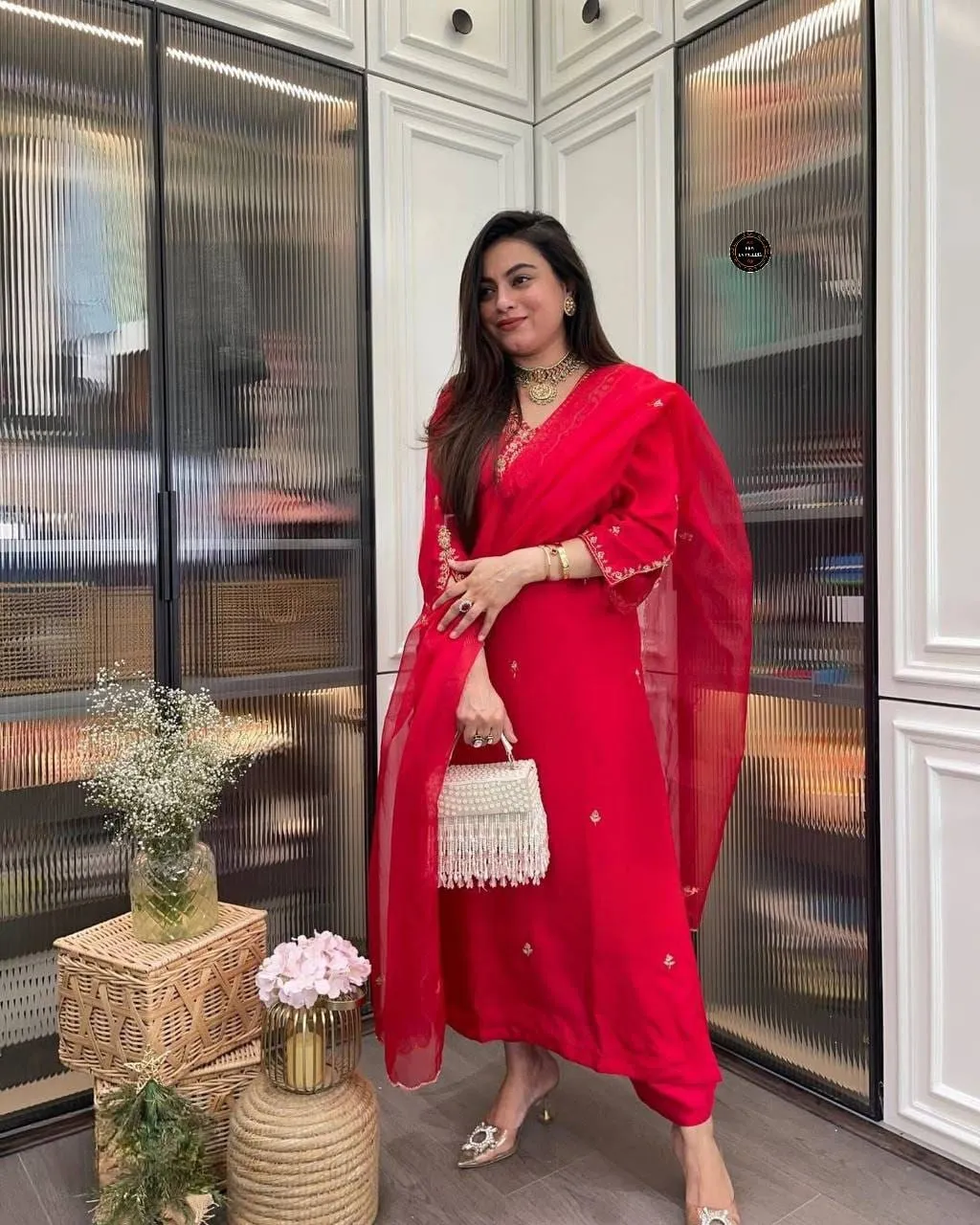 Laxmy Vol 27 Red Heavy Rayon Kurti Pent With Dupatta