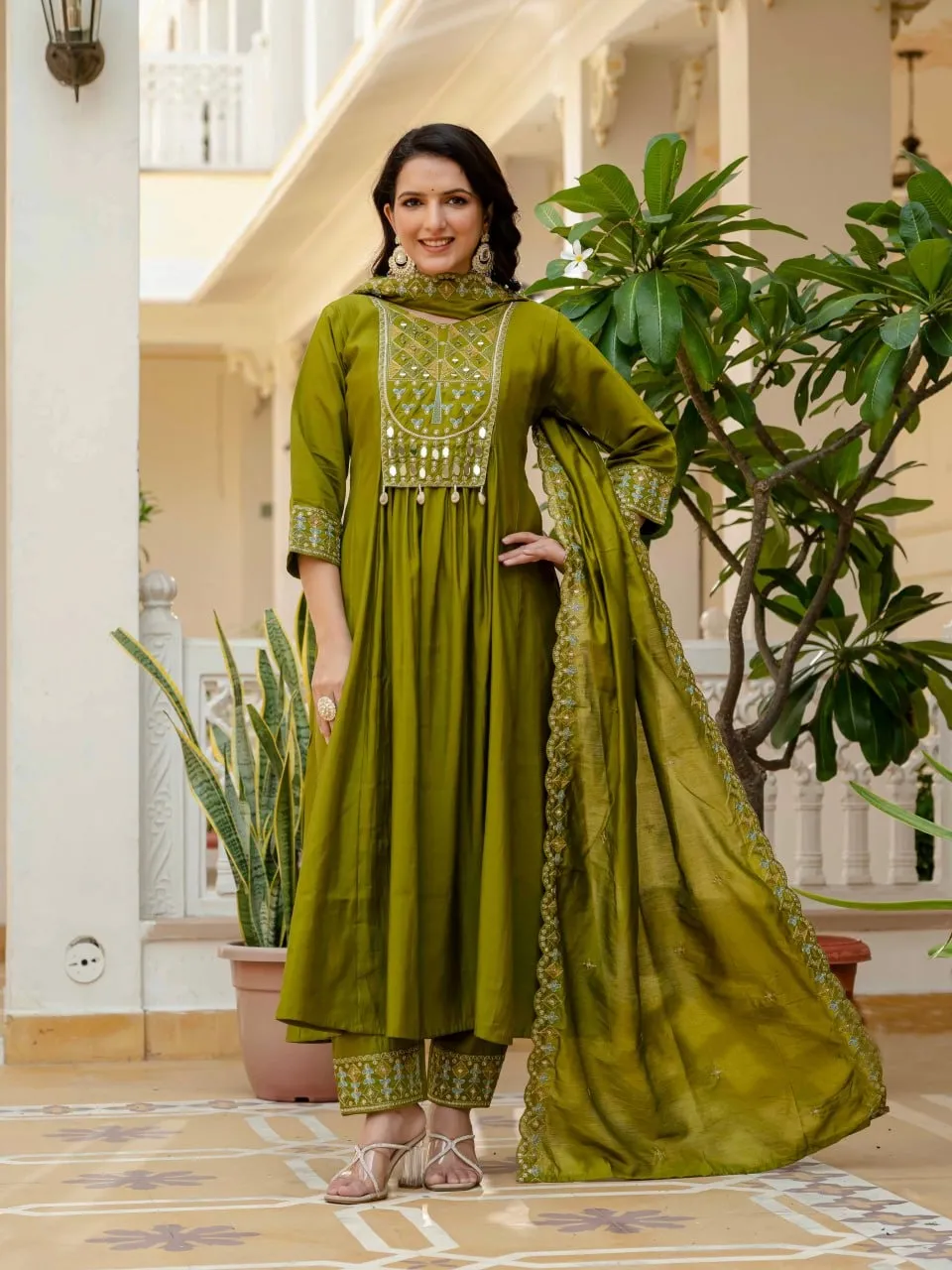 Lila 126 Viscose Roman Silk Anarkali Suit Below 1500