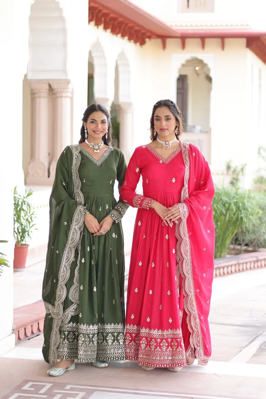 Mohini 9281 Vichitra Silk Embroidery Gown With Dupatta