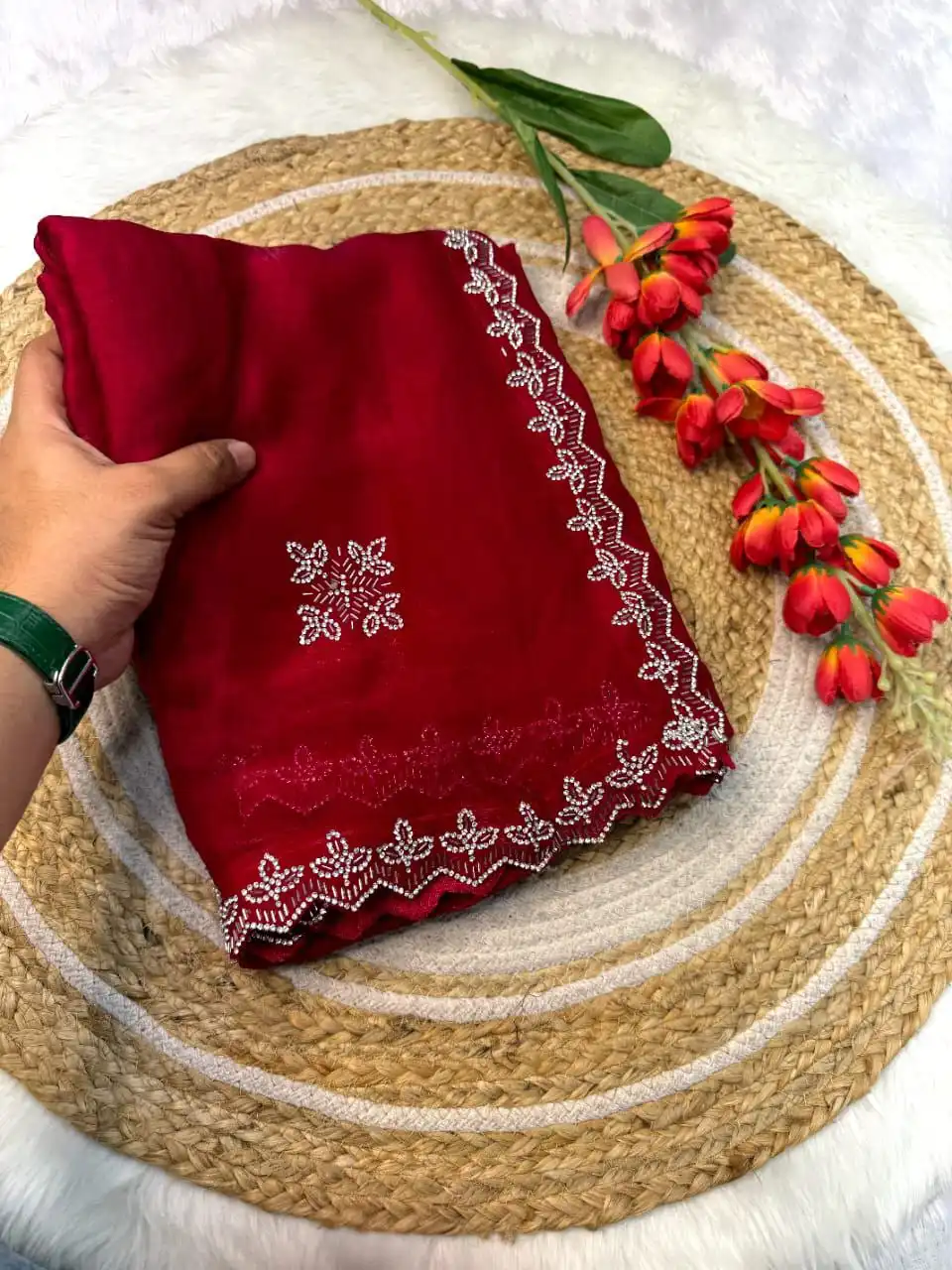 RC1 Vol 68 Fandy Satin Silk Party Wear Saree 05 Pcs Set