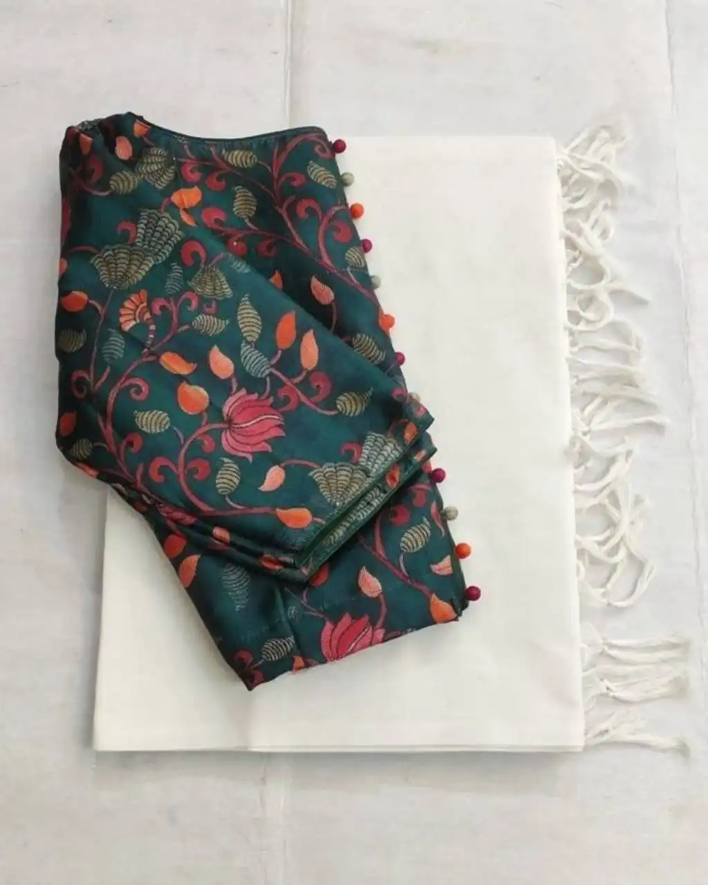 WMS Soft Chanderi Saree With Readymade Blouse 17 Pcs Set