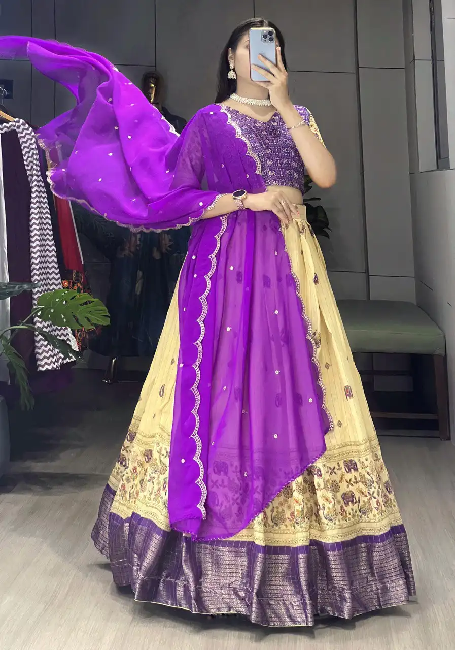 WMT 9035 Marshmellow Rico Lehenga Choli 04 Pcs Set