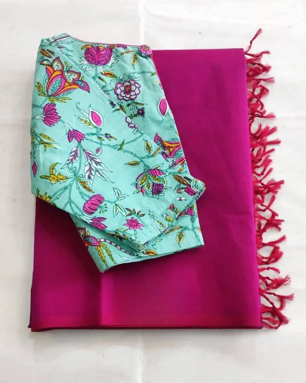 WMS Soft Chanderi Saree With Readymade Blouse 17 Pcs Set