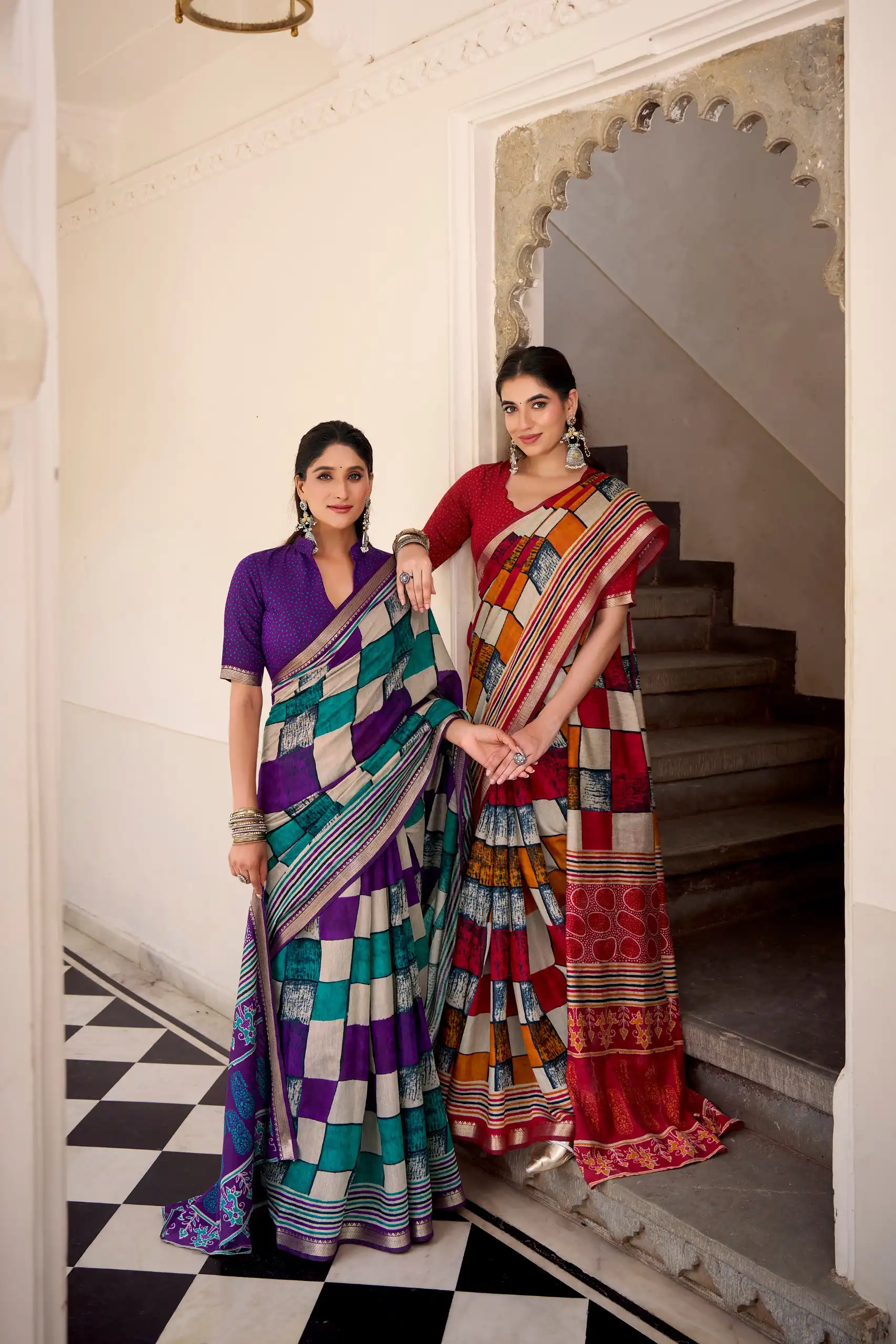WWM 7045 Polyester Viscose Saree 04 Pcs Set