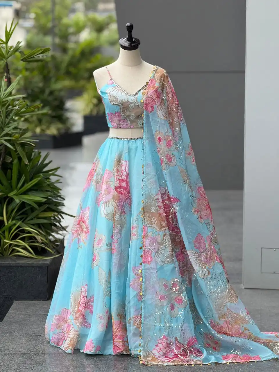 SWT 1185 Organza Digital Printed Lehenga Choli