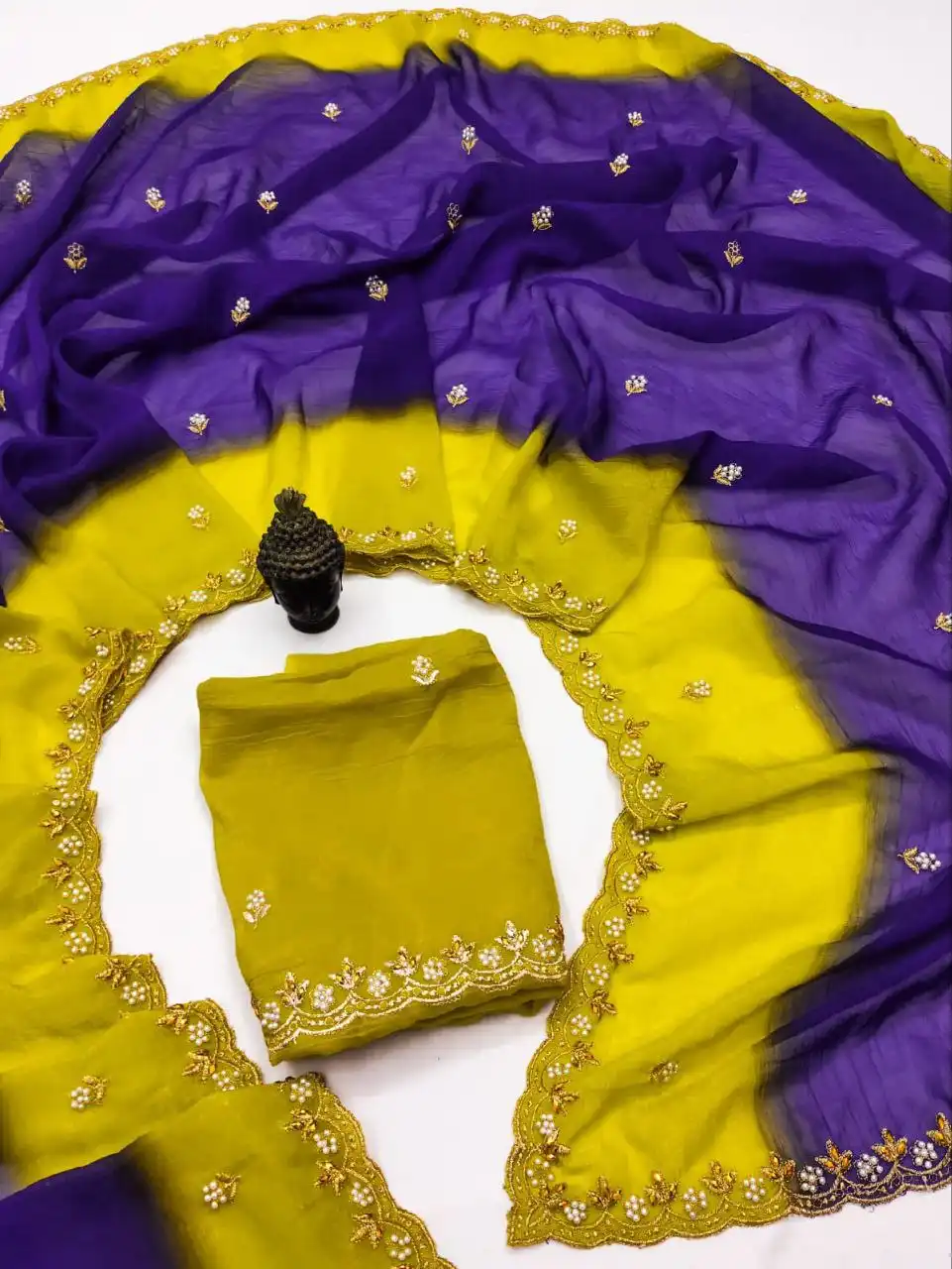 RC1 Vol 63 Silk Embroidery Moti Work Saree 06 Pcs Set