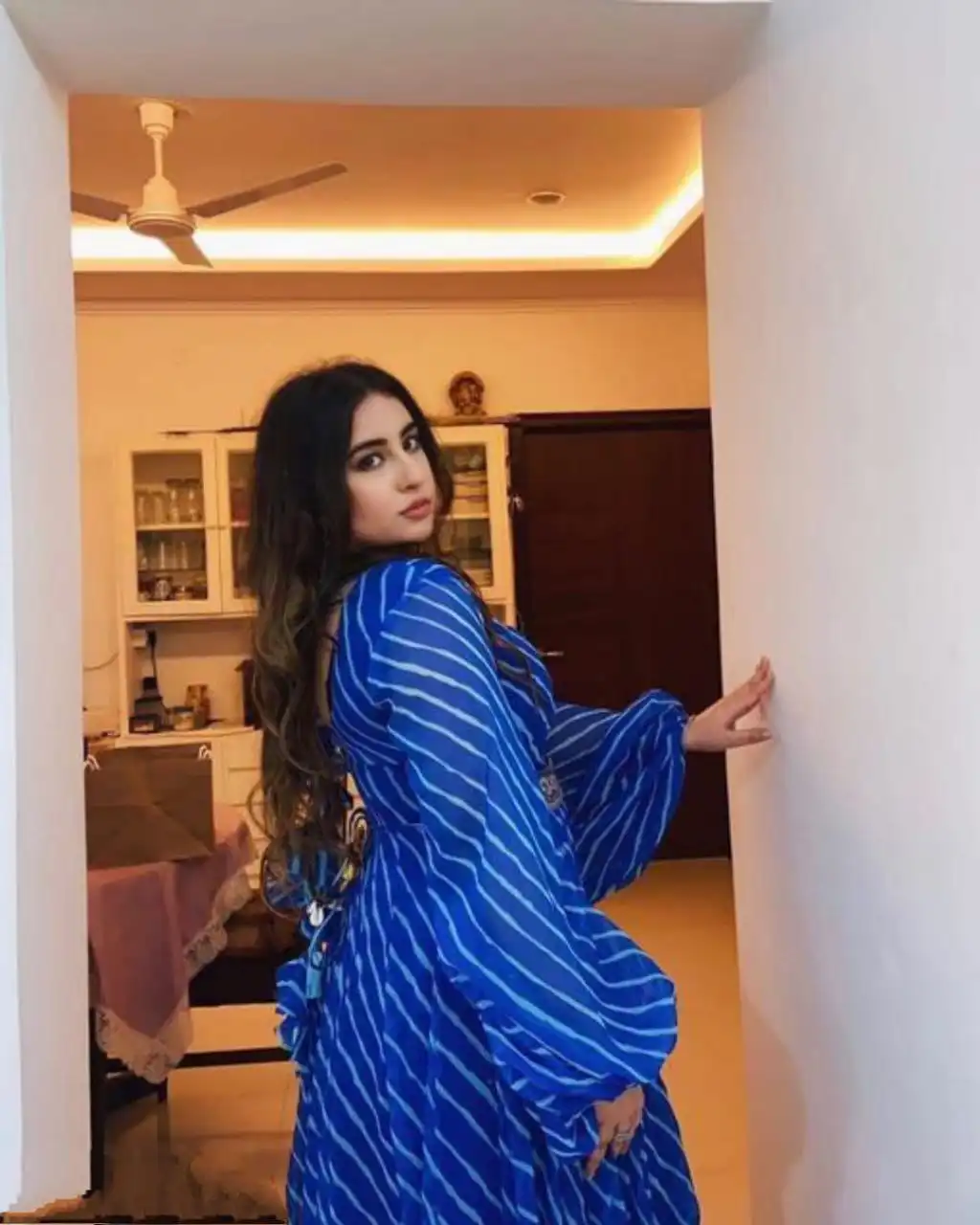 Shiv Vol 51 Blue Georgette Lehariya Printed Gown