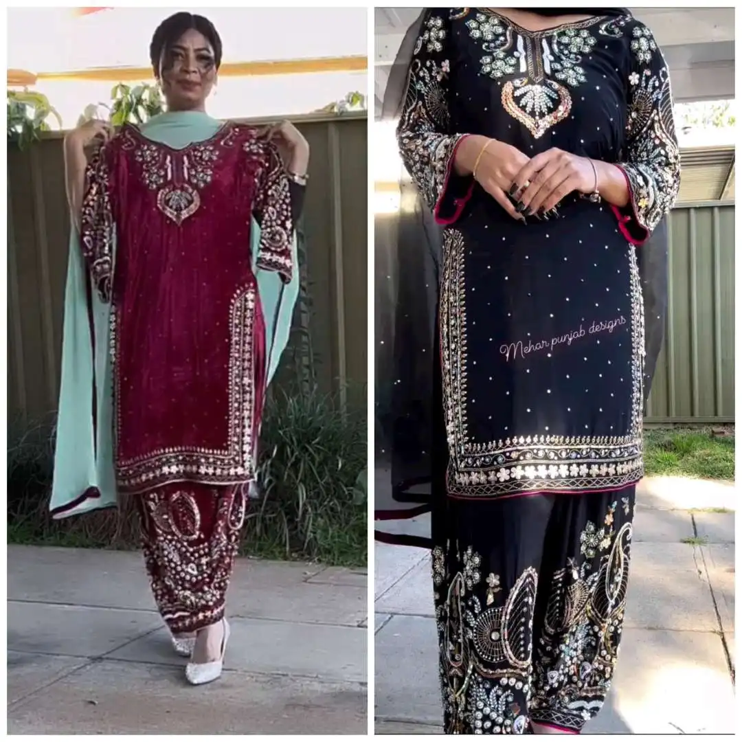 BV 189 Viscos Velvet Festive Readymade Dress 02 Pcs Set