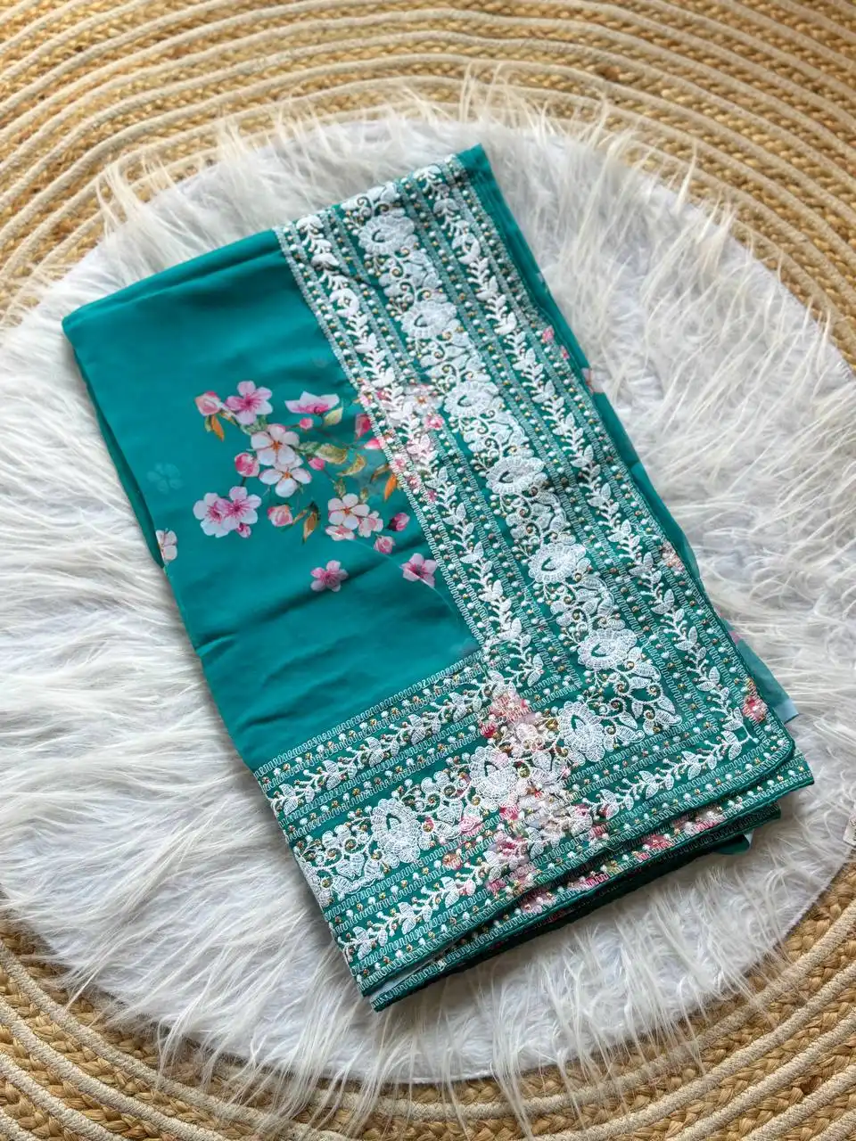 MHV Trupti Soft Georgette Printed Saree 03 Pcs Set