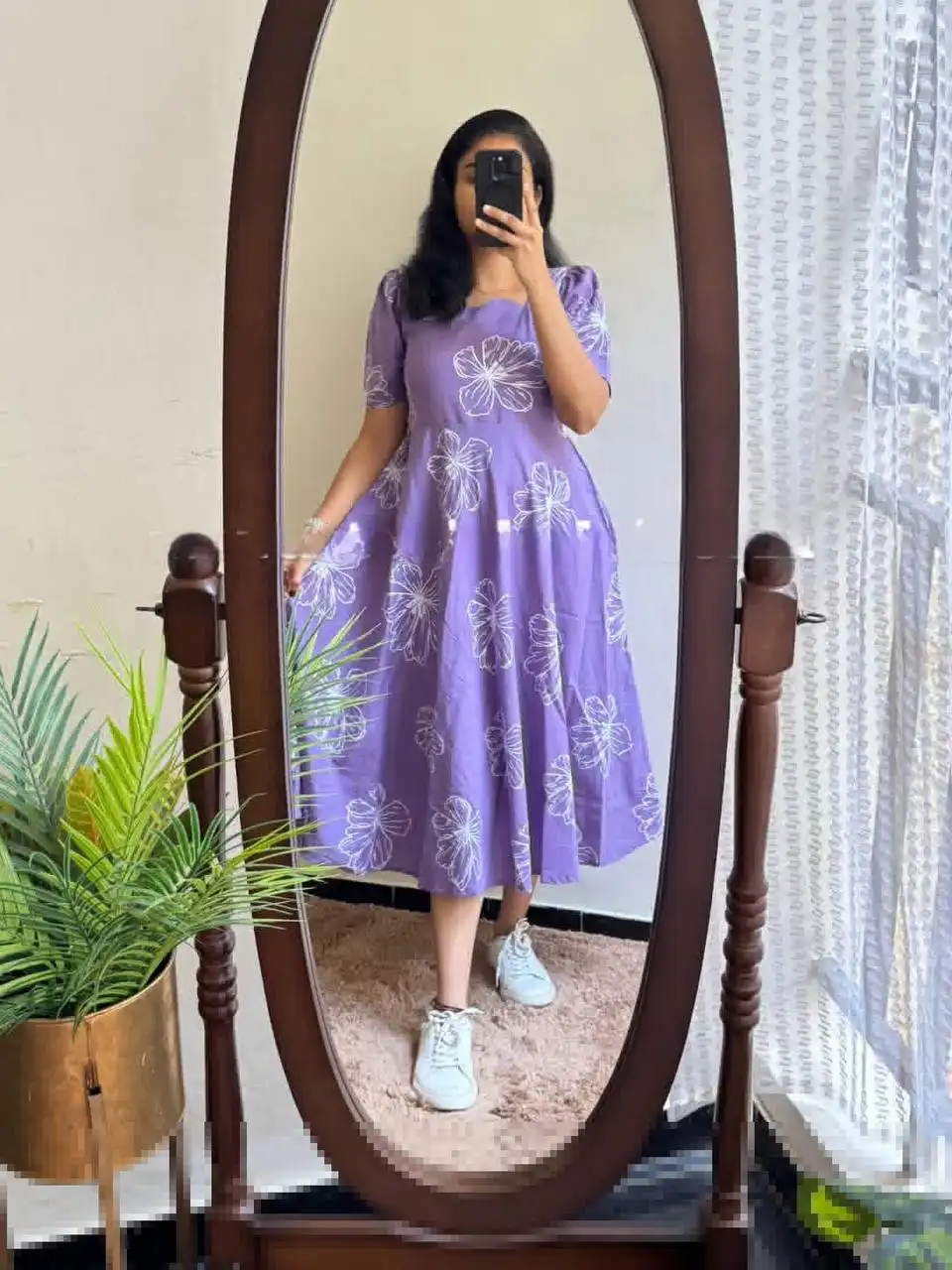 J2 Soft Cotton Floral Printed Frock Kurti 06 Pcs Set