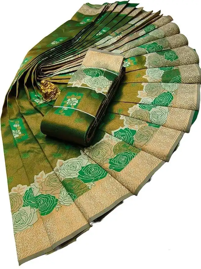 Laxmi 942 Banarasi Silk Floral Saree 05 Pcs Set