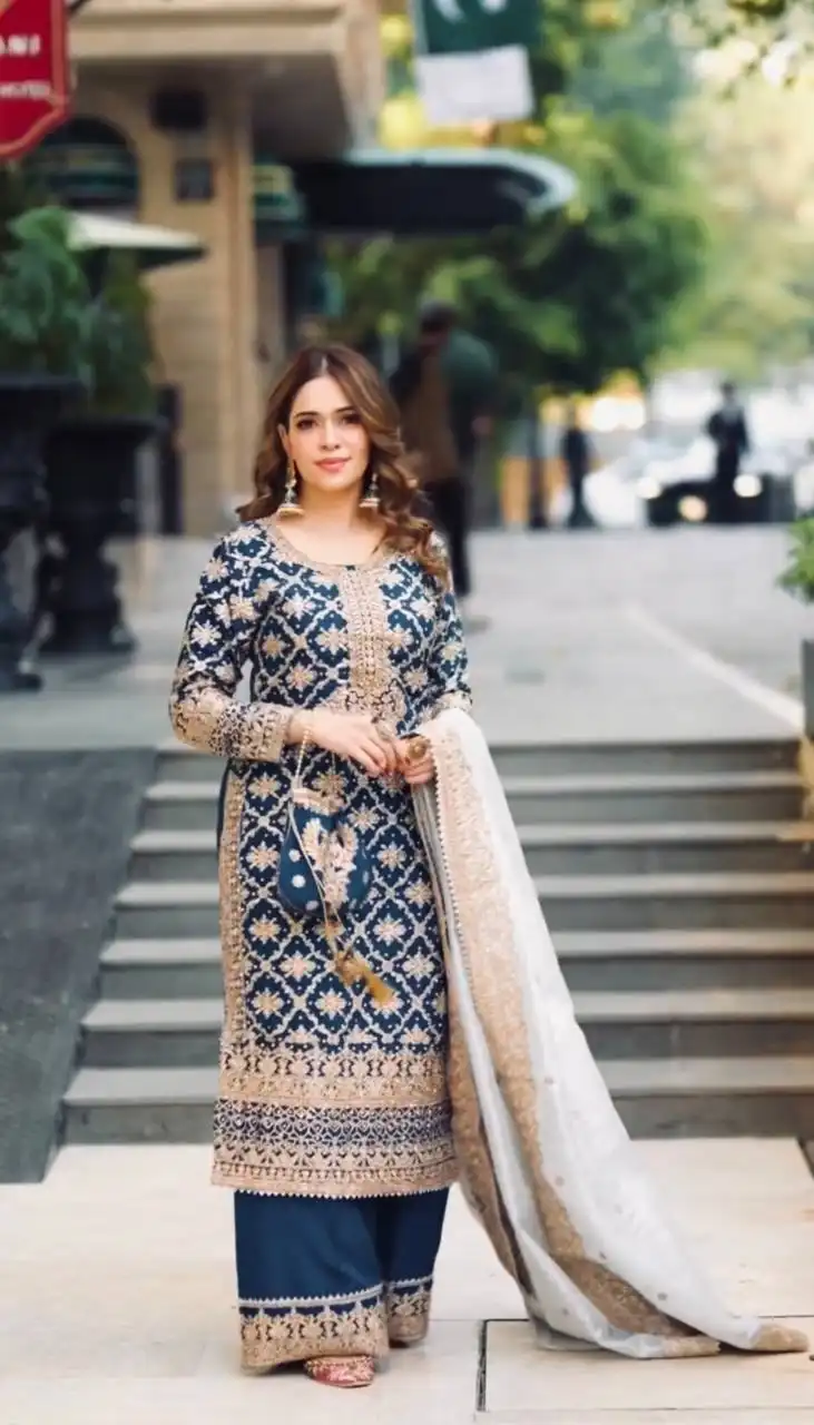 Sabina 5310A Faux Georgette Kurti Pant Dupatta 04 Pcs Set