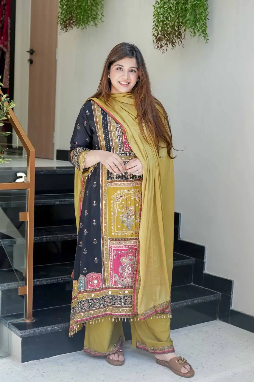 Zarin Vol 042 Muslim Cotton Mirror Work Readymade Dress