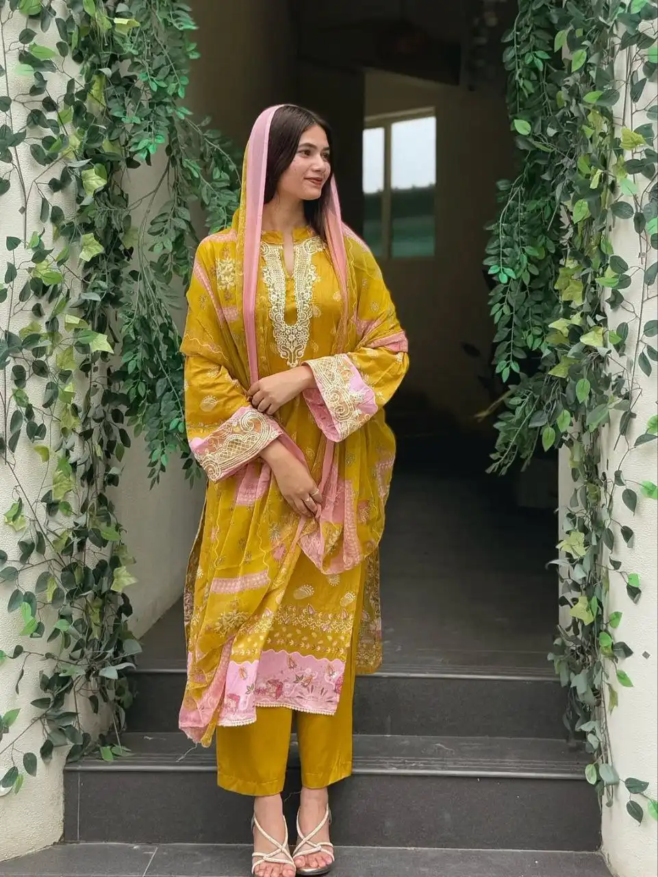 Zarin Vol 043 Yallow Color Soft Cotton Readymade Dress