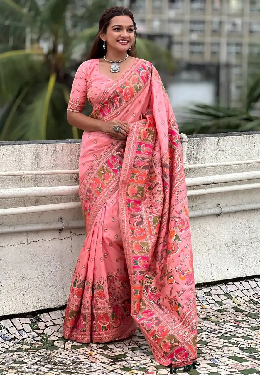 Laxmi 951 Soft Rajwadi Pashmina Silk Weddin Saree