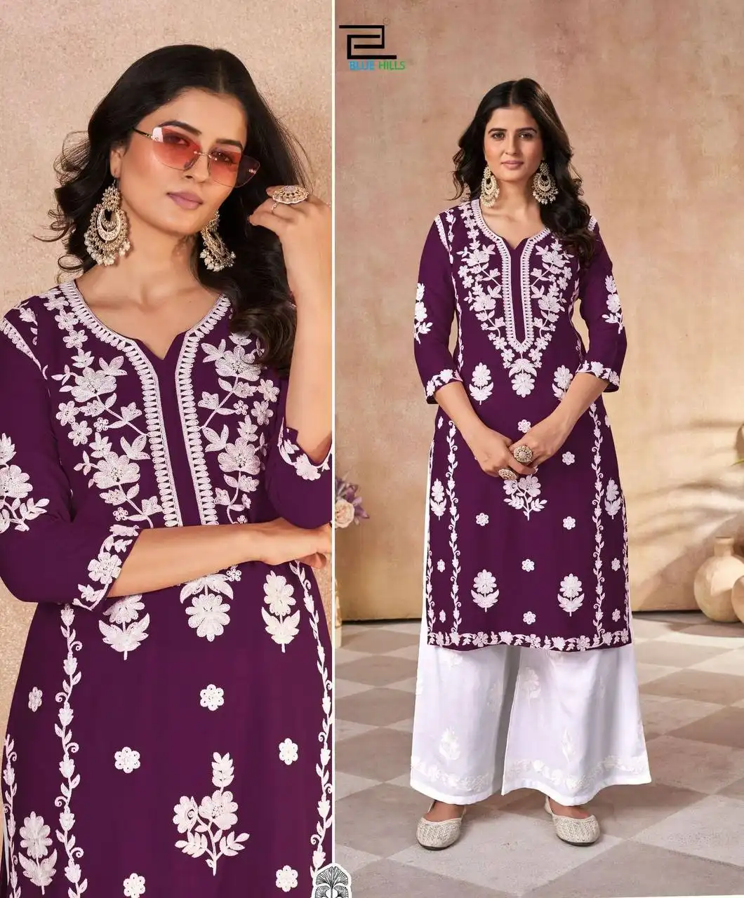 SS2016 Heavy Rayon Embroidery Kurti Plazzo Collection