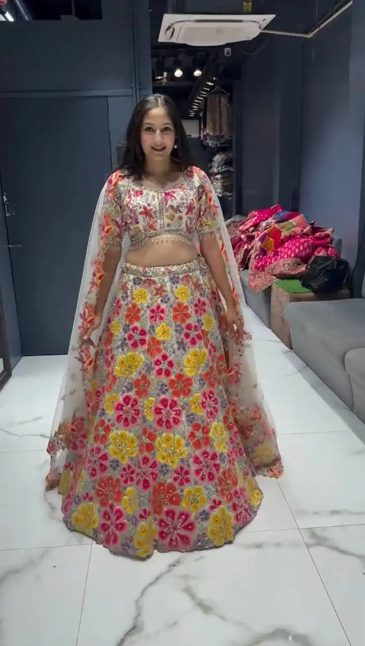 Deepika 383 Foux Gorgette Designer Wear Lehenga Choli