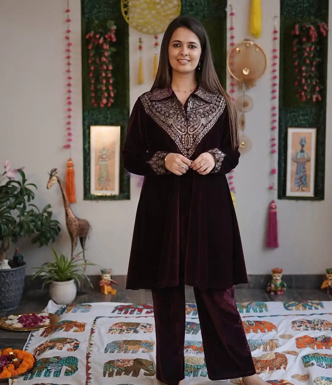 BV 413 Velvet Designer Co Ord Set Festival Collection