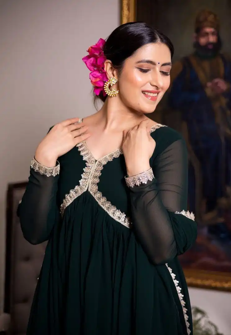 Shiv Vol 42 Black Gorgette Gown With Dupatta 04 Pcs Set