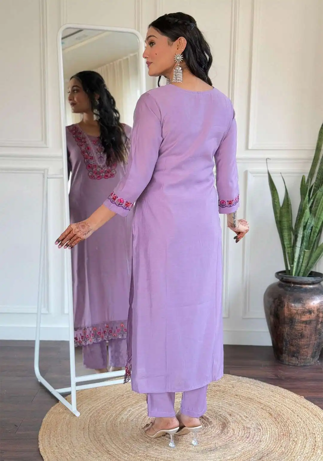 FFD lavender Tesla Kurti Pent With Dupatta 05 Pcs Set